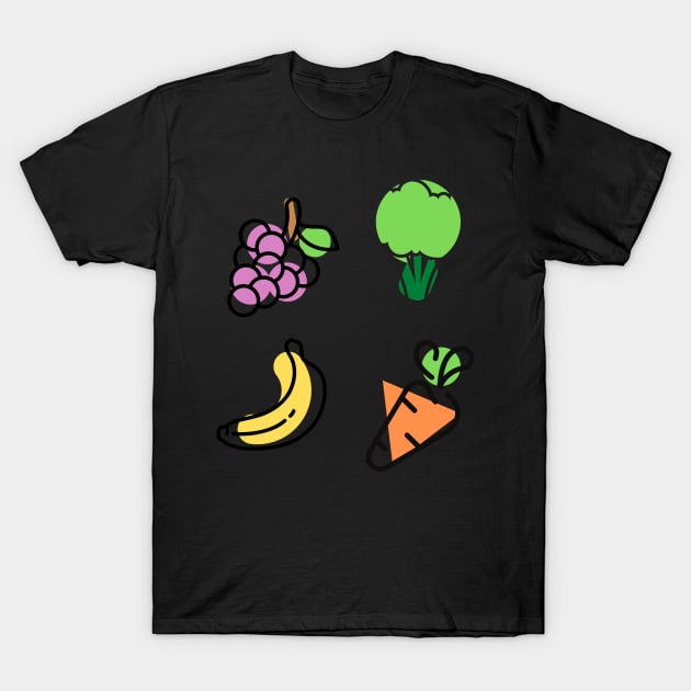 Fruit and Veggie Stickers, Bandana T-Shirt by WhatCanISay